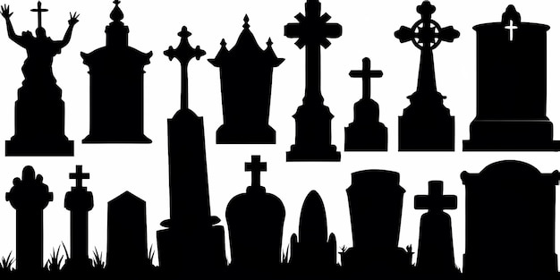 La collection de silhouettes du cimetière d'Halloween
