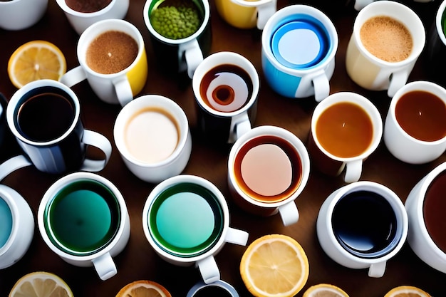 Une collection de tasses de la collection de café.