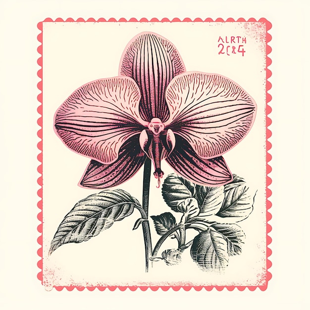 Photo collection de timbres élégante, fleurs aquarelles et dessins artistiques pour l'artisanat numérique