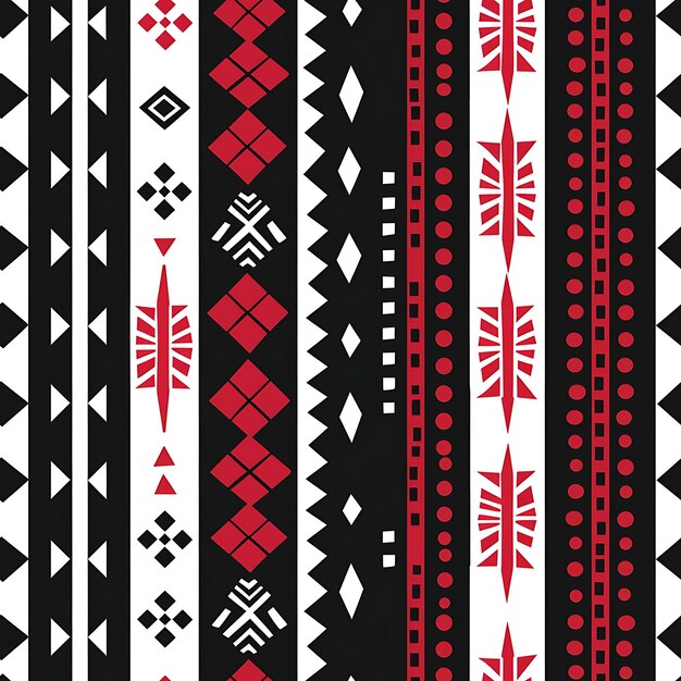 Photo une collection de tissu rouge et noir avec un motif noir et blanc