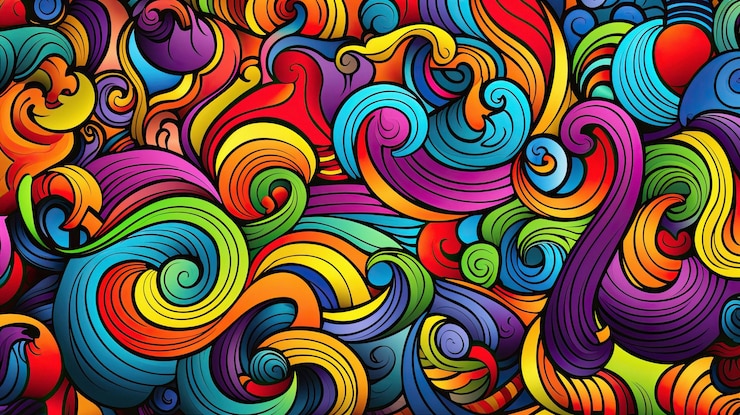 Photo une collection de tourbillons colorés.