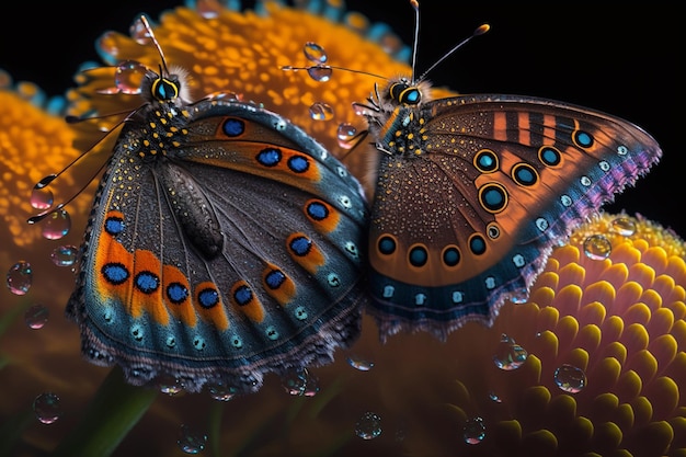 Une collection unique et créative de beaux papillons de nuit et de papillons Vol délicat Merveilleuse prairie de fleurs rosée du matin insectes mignons ailes lune nature lumière du soleil