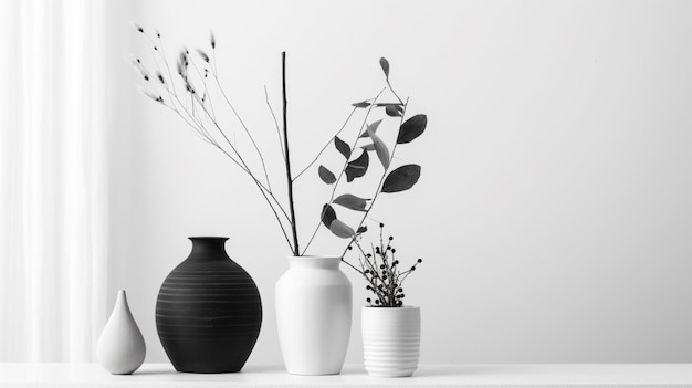 Une collection de vases avec des fleurs en eux.