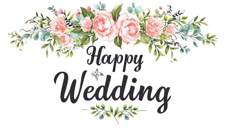 Photo collection vectorielle de concepts floraux de cadres de mariage heureux