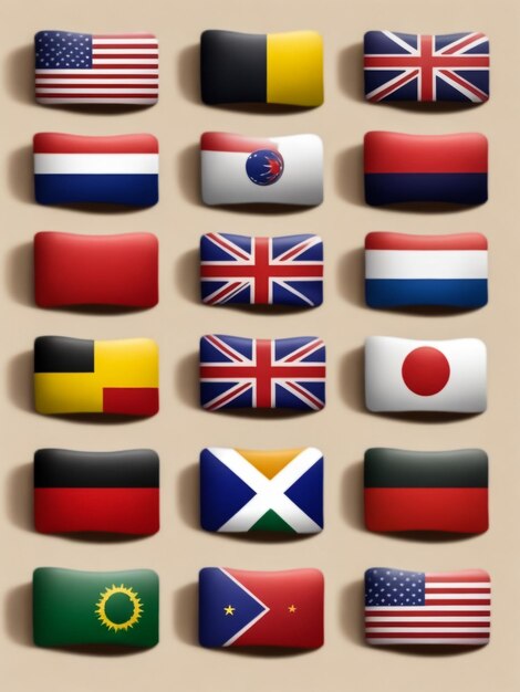 Photo collection vectorielle des drapeaux les plus populaires vector de jeux de icônes de drapeaux nationaux
