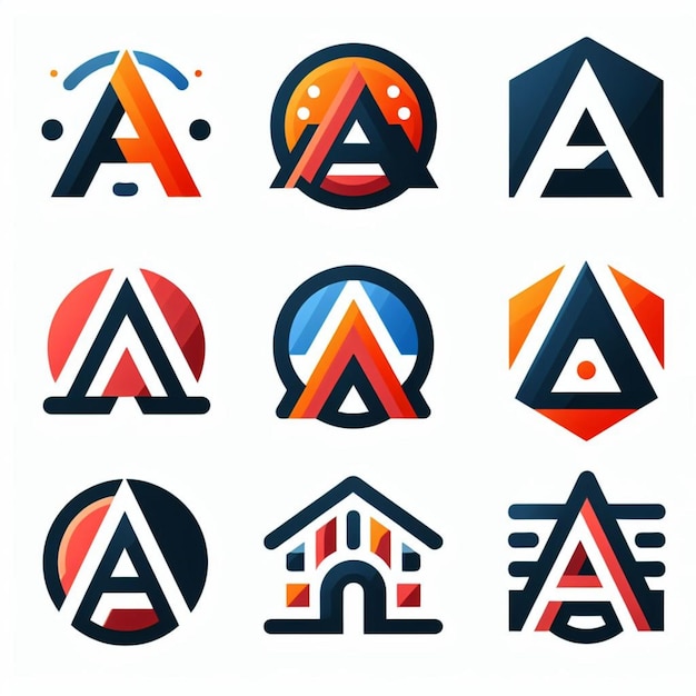 Photo collection vectorielle de logo de la lettre a dans un style moderne