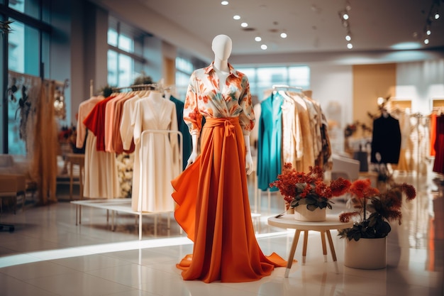 Collection de vêtements à la mode dans une boutique moderne générée par ai