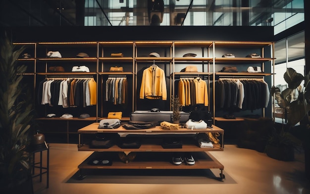 Collection de vêtements pour hommes modernes à l'intérieur du magasin de détail AI