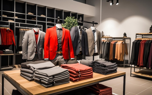 Collection de vêtements pour hommes modernes à l'intérieur du magasin de détail AI