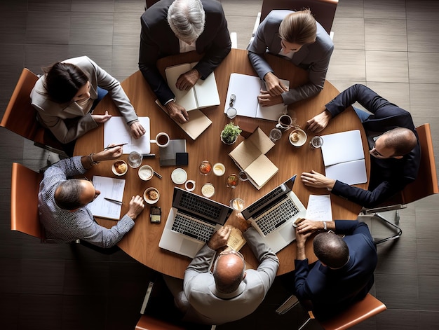 Des collègues de bureau à la table.