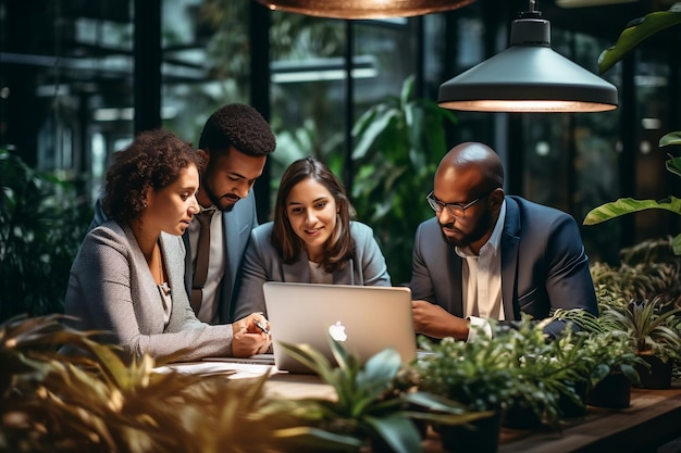 Des collègues ethniquement divers engagés dans le travail de bureau