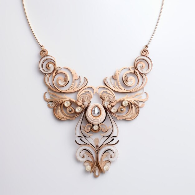 Un collier en bois et en perles d'or avec un style en carton