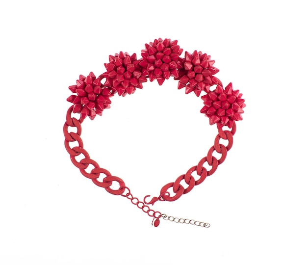 Collier de chien hérissé rouge isolé sur fond blanc