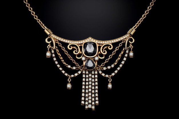 un collier avec des diamants et des diamants est affiché