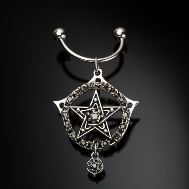 Photo un collier de diamants sur un fond noir avec un diamant dessus.