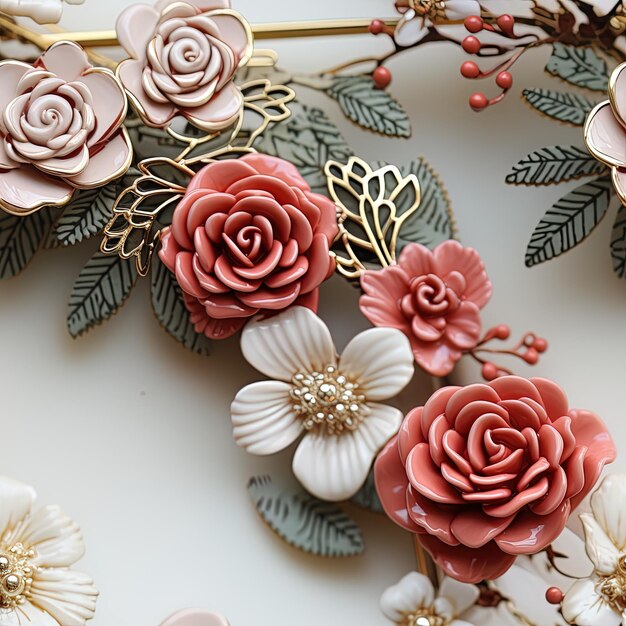 Photo un collier de fleurs avec une couronne qui dit printemps