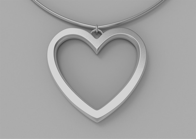 Collier en forme de coeur ruban sur fond gris.