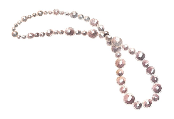 collier de perles vintage réaliste illustration à l'aquarelle dessinée à la main sur fond blanc