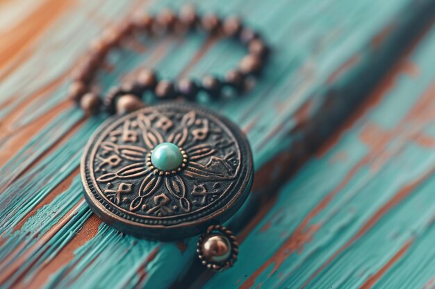 Un collier vintage sur bleu