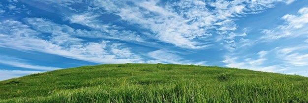 Une colline herbeuse sous le ciel bleu