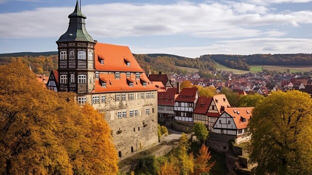 Photo la colline historique de castle heights à quedlinburg en allemagne
