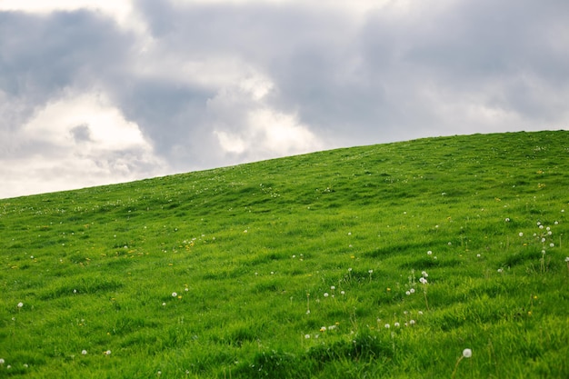 Colline de printemps contre le ciel