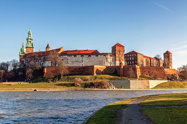 Colline de Wawel avec château royal à Cracovie