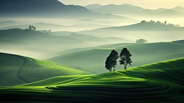 Des collines vallonnées de blé, des textures riches, des champs de savane.