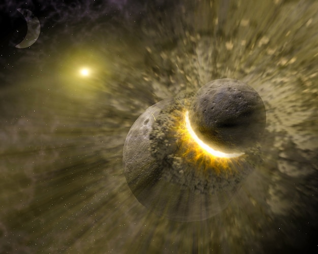 collision d'un gros astéroïde avec une planète