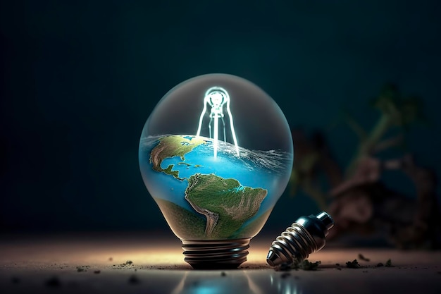 Écologie et journée mondiale de l'eau Ampoule idia avec protection de l'environnement et économie d'eau de la terre Generate Ai