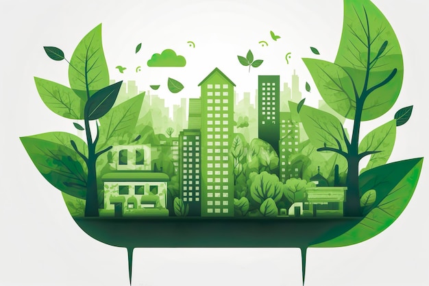 Écologie Les villes vertes aident le monde et respectueux de l'environnement sur la ressource de conservation de l'environnement ville verte durable sauver le monde Generative Ai