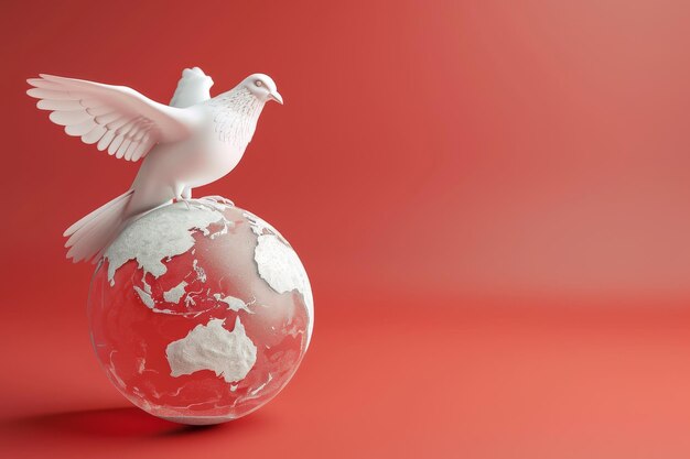Photo une colombe blanche est assise sur un globe.