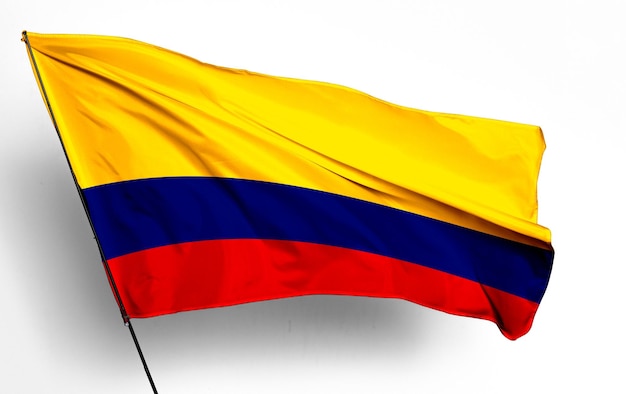 Colombie, agitant le drapeau 3D et fond blanc Image