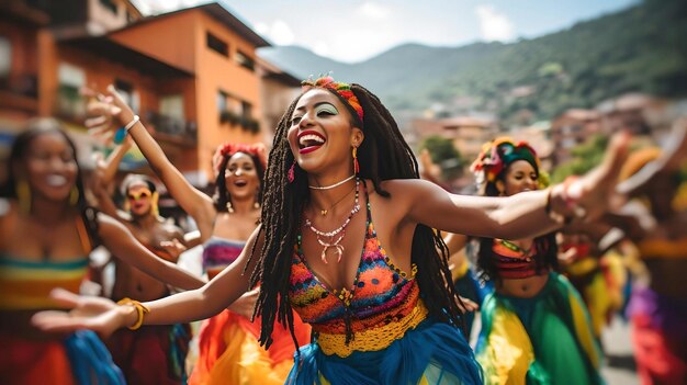 Une Colombienne dansant au carnaval de rue de Cartagena de Indias, en Colombie