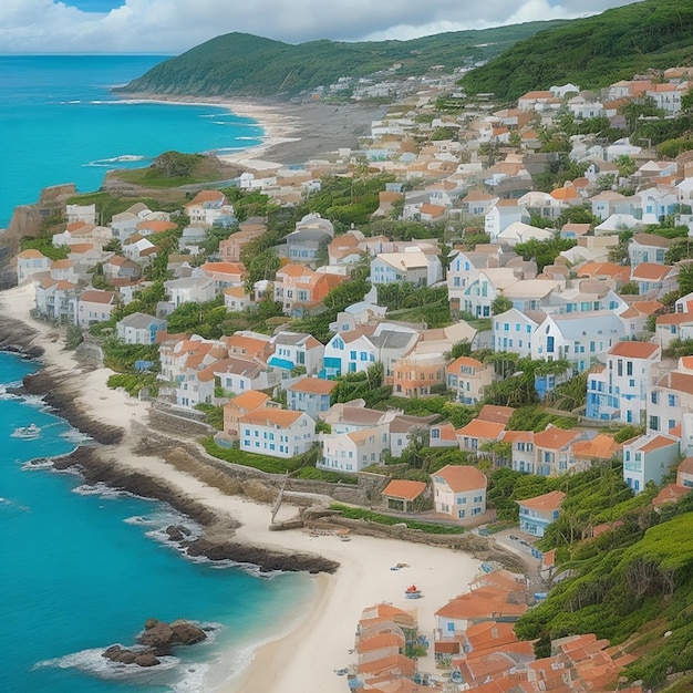 Colonie sur l'île Fond d'écran génératif Ai HD 8K Image photographique