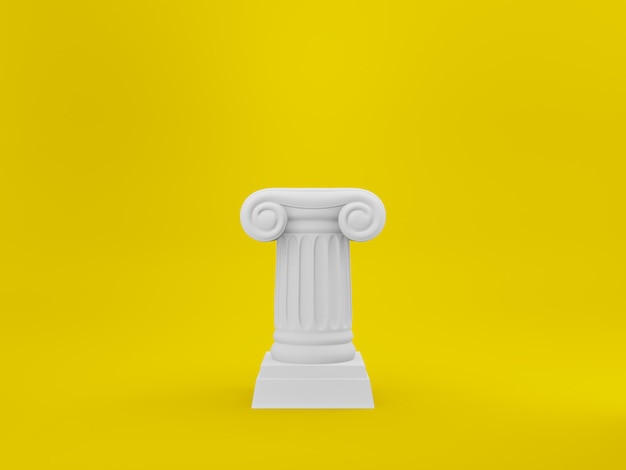 Colonne podium abstraite sur fond jaune