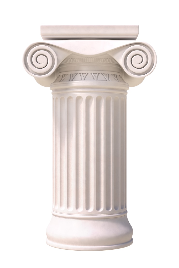 Photo colonne romaine antique isolé sur fond blanc