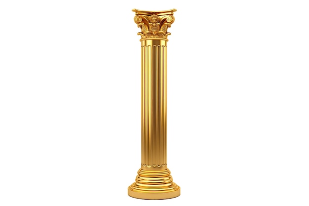 Photo colonne romaine d'or sur fond blanc
