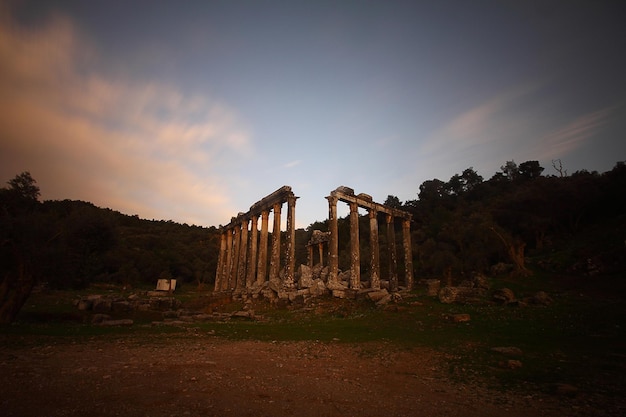 Colonnes de l'ancien temple de Zeus à Euromos était une ancienne ville de Carie Anatolie Turquie