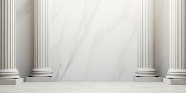 Photo colonnes blanches réalistes avec des piliers de marbre classiques architecture ancienne et texture de musée