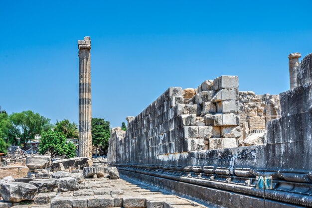 Colonnes cassées dans le temple d'Apollon à Didyme, Turquie