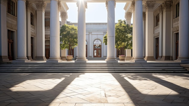 Colonnes et cour du palais de justice