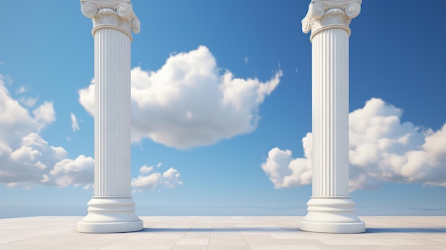 colonnes dans le ciel avec des nuages.