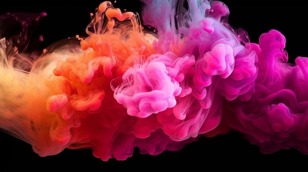 Coloré rose rouge arc-en-ciel fumée peinture explosion couleur fumée poudre éclaboussure mouvement de colorant d'encre liquide