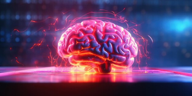 Colorful Ai Brain Digital Innovation Réseaux de neurones et apprentissage automatique créés avec Ai