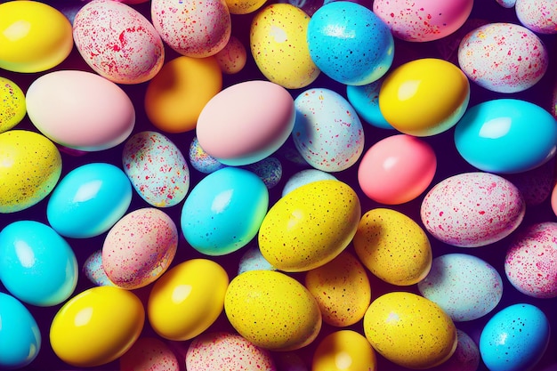 Colorful easter eggs fond