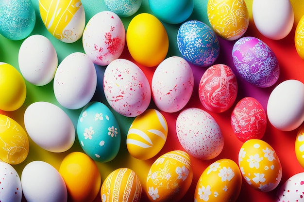 Colorful easter eggs fond