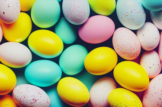 Colorful easter eggs fond