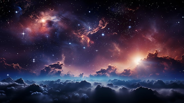 Colorful_space_galaxy_cloud_nebulaStarry_nig_2HD Image photographique sur papier peint 8K