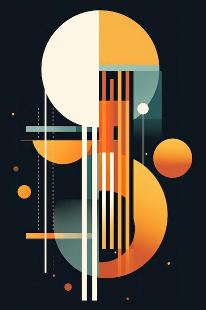 Colorfull formes géométriques lignes dégradés art minimaliste style art Bauhaus généré par l'IA